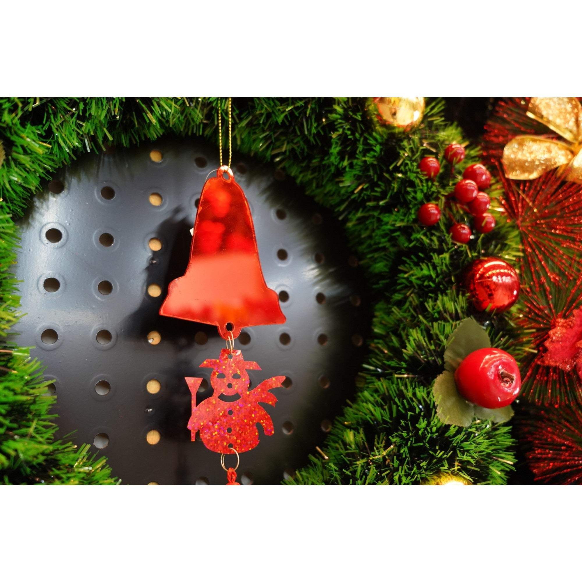 Ornament brad, Clopotel, Om de zapada, Rosu, Lucios, 10*28CM, Acril, Interior/ Exterior