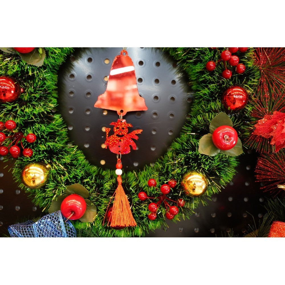 Ornament brad, Clopotel, Om de zapada, Rosu, Lucios, 10*28CM, Acril, Interior/ Exterior