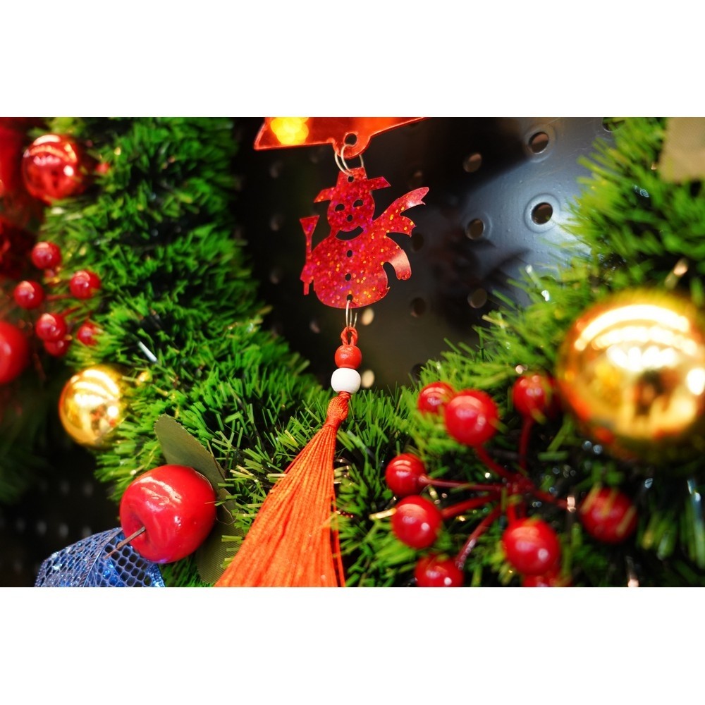 Ornament brad, Clopotel, Om de zapada, Rosu, Lucios, 10*28CM, Acril, Interior/ Exterior