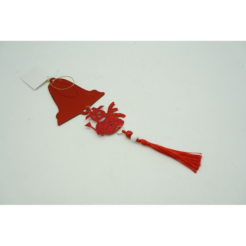 Ornament brad, Clopotel, Om de zapada, Rosu, Lucios, 10*28CM, Acril, Interior/ Exterior