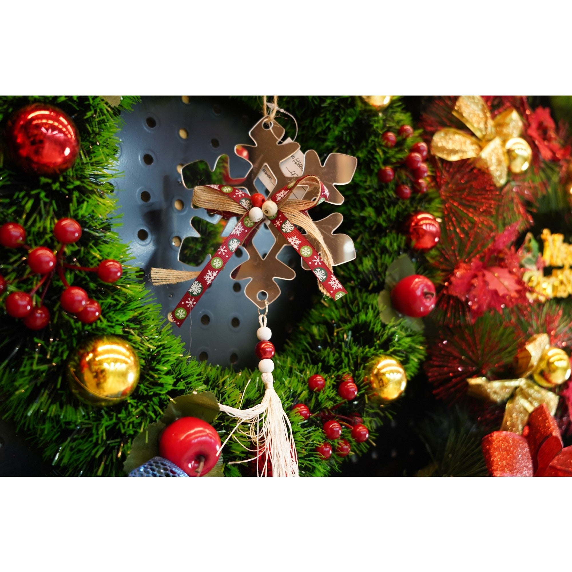 Ornament brad, Fulg de nea, Argintiu, Lucios, 14*26CM, Acril, Interior/ Exterior