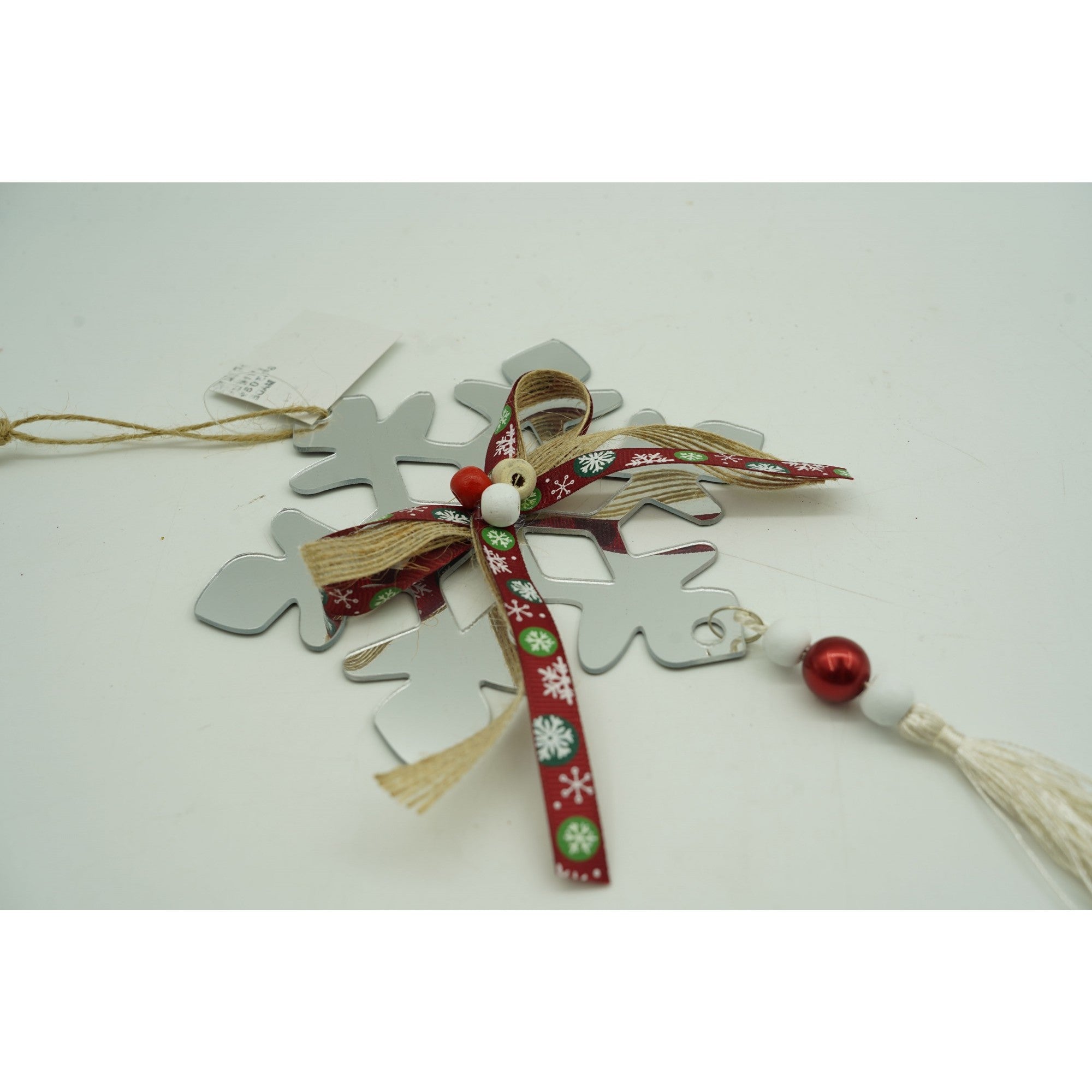 Ornament brad, Fulg de nea, Argintiu, Lucios, 14*26CM, Acril, Interior/ Exterior