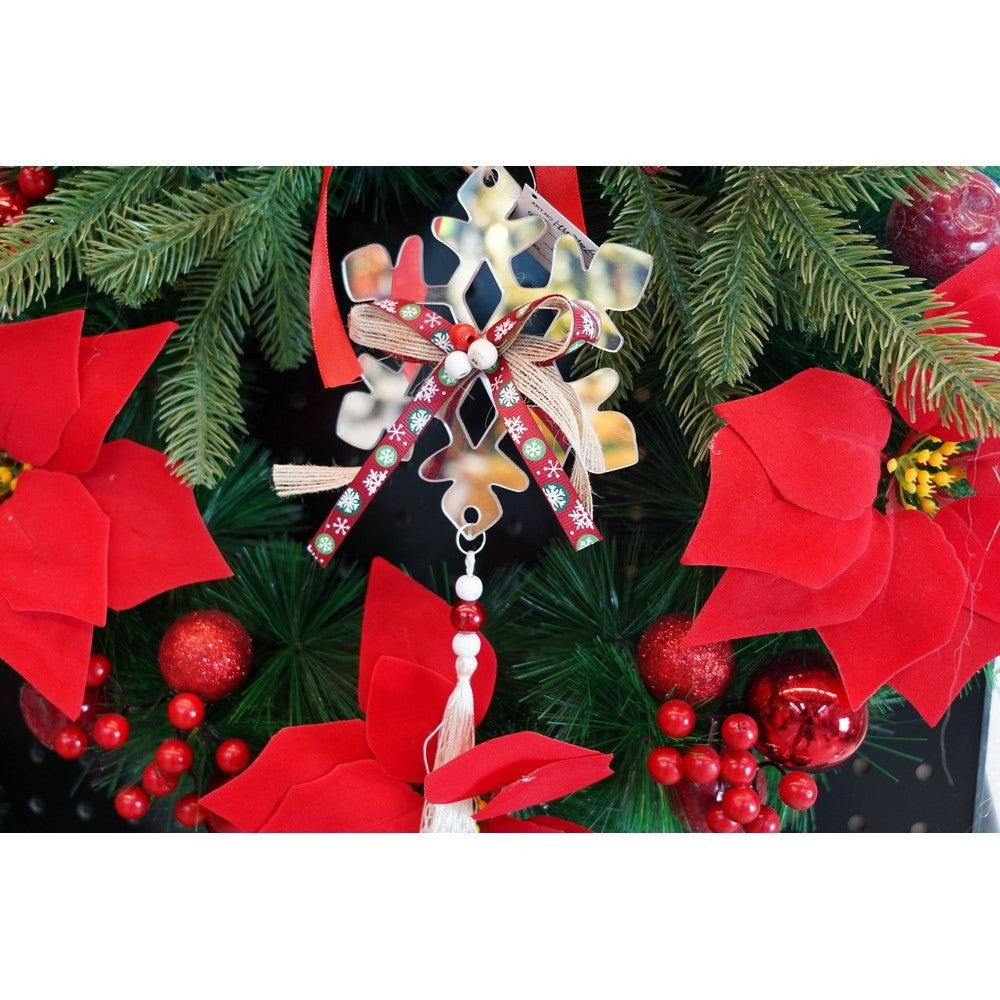 Ornament brad, Fulg de nea, Argintiu, Lucios, 14*26CM, Acril, Interior/ Exterior