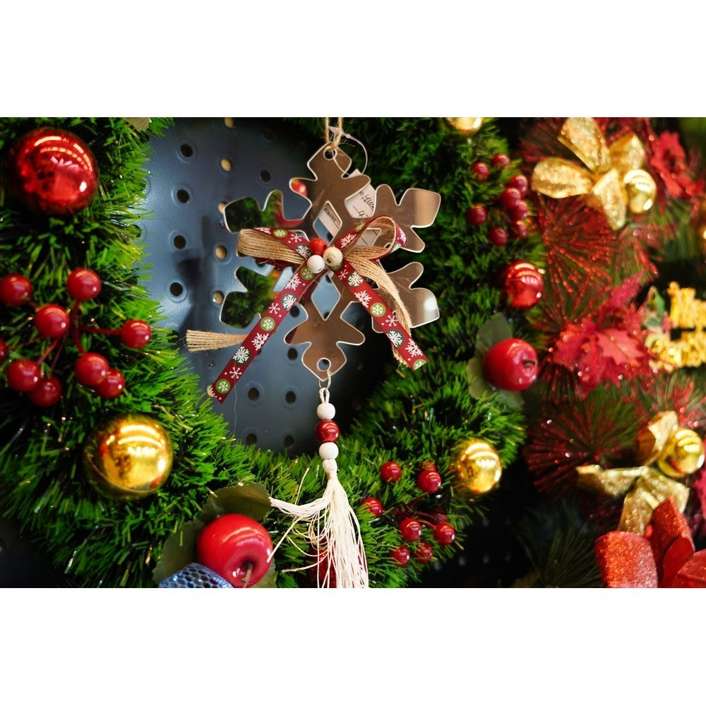 Ornament brad, Fulg de nea, Argintiu, Lucios, 14*26CM, Acril, Interior/ Exterior