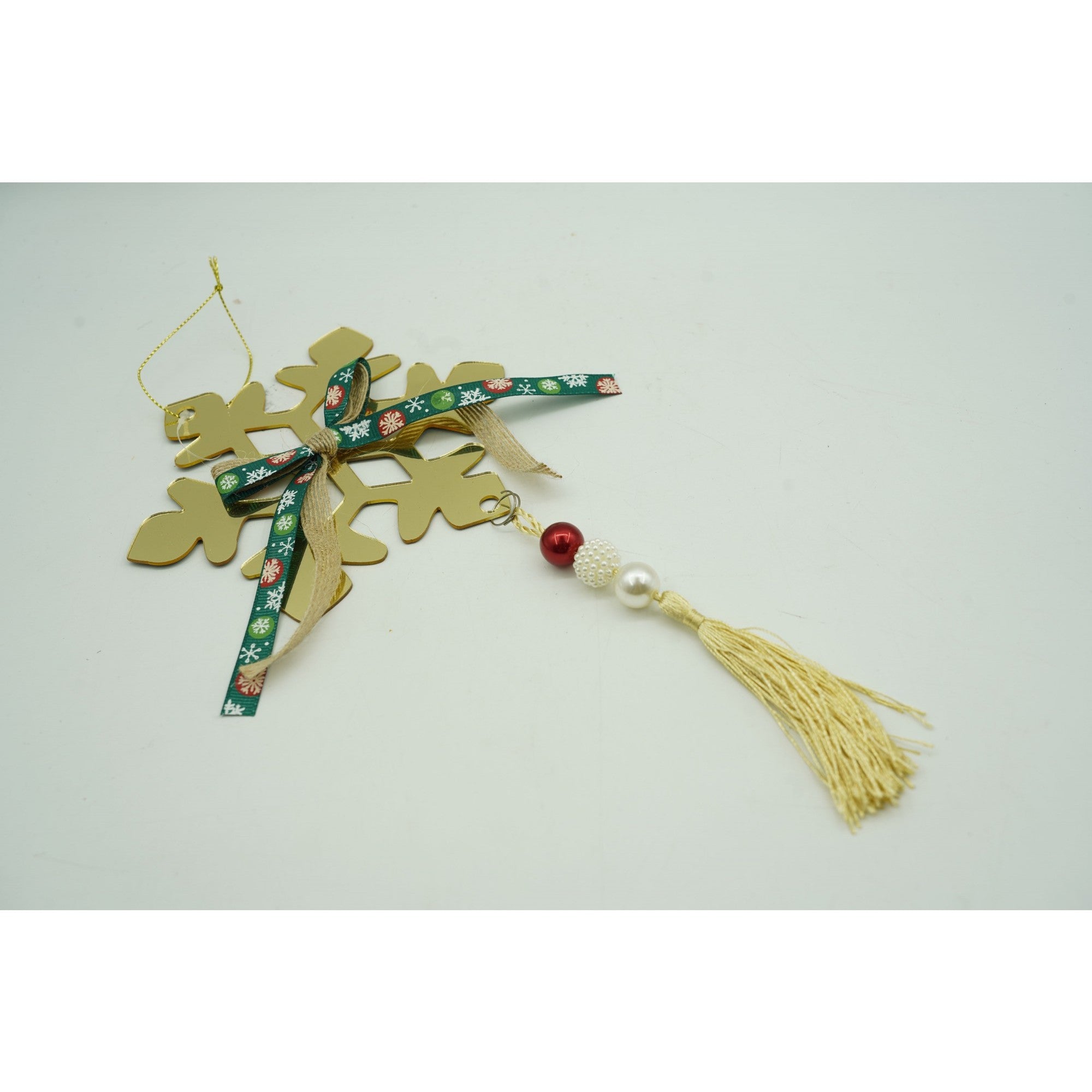 Ornament brad, Fulg de nea, Auriu, Lucios, 15*27CM, Acril, Interior/ Exterior