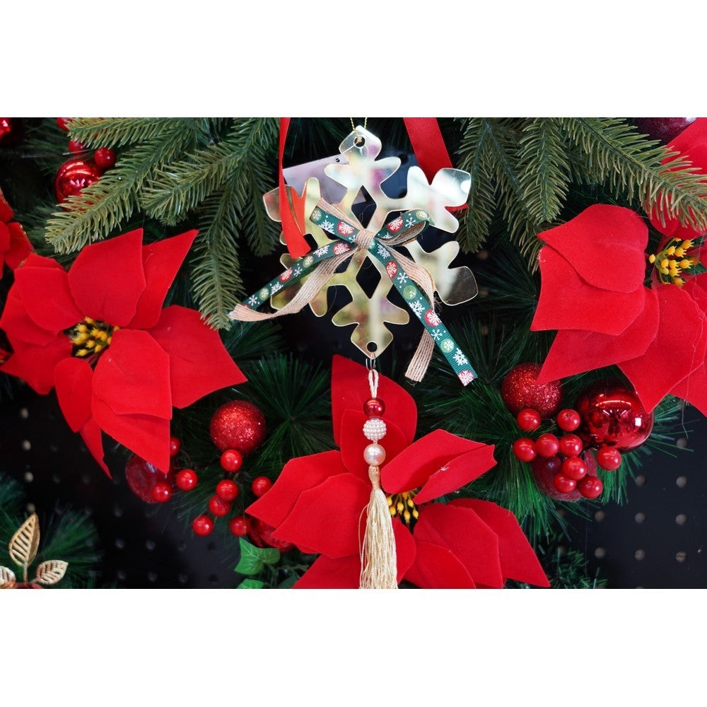 Ornament brad, Fulg de nea, Auriu, Lucios, 15*27CM, Acril, Interior/ Exterior