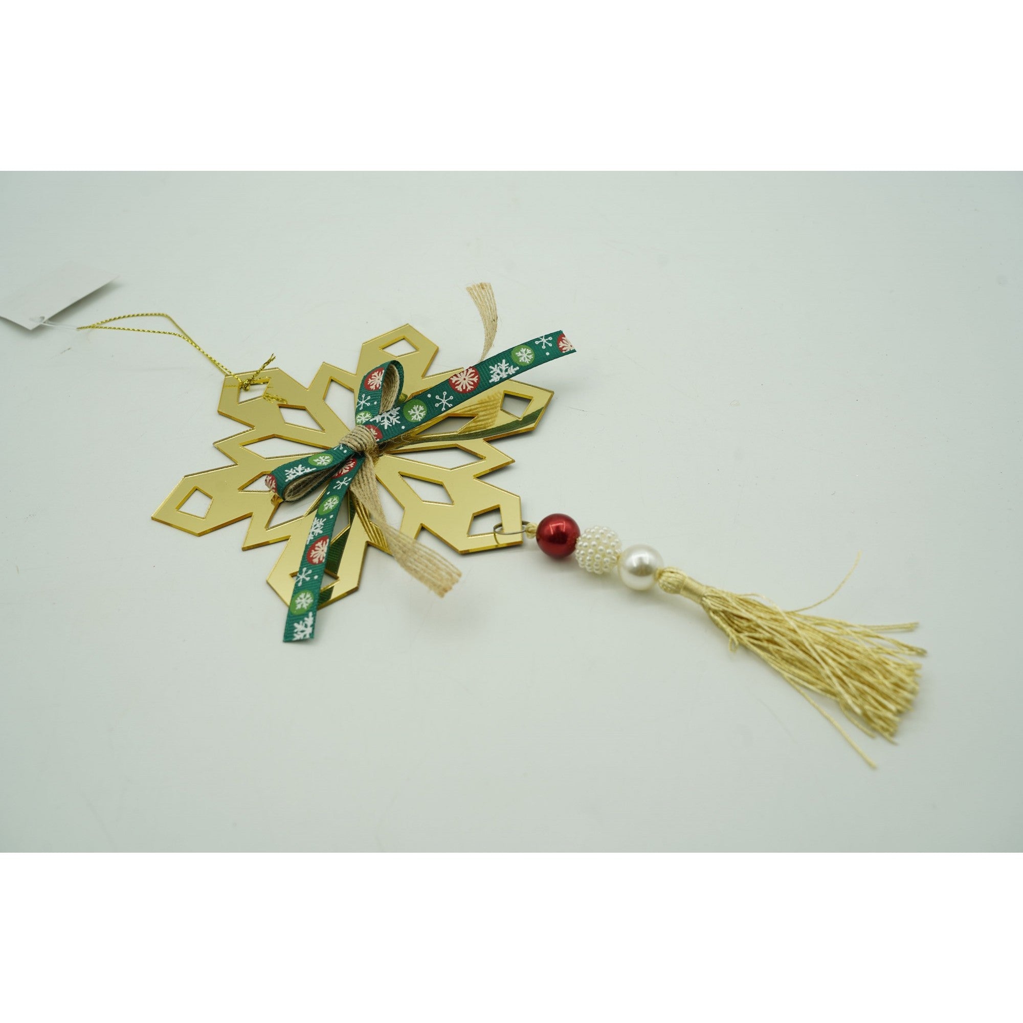 Ornament brad, Fulg de nea, Auriu, Lucios, 16*30CM, Acril, Interior/ Exterior