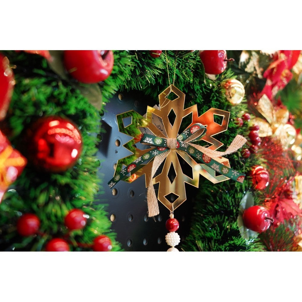Ornament brad, Fulg de nea, Auriu, Lucios, 16*30CM, Acril, Interior/ Exterior