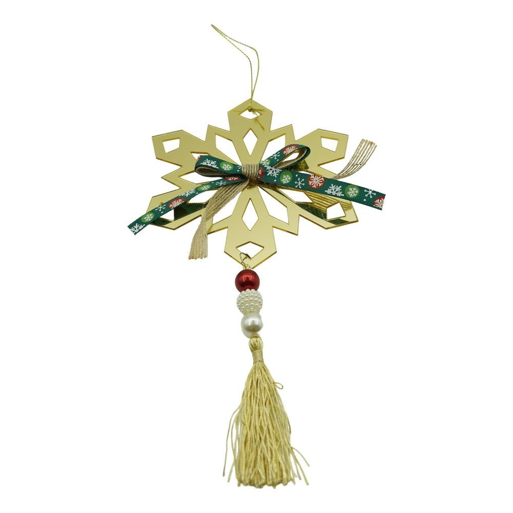 Ornament brad, Fulg de nea, Auriu, Lucios, 16*30CM, Acril, Interior/ Exterior