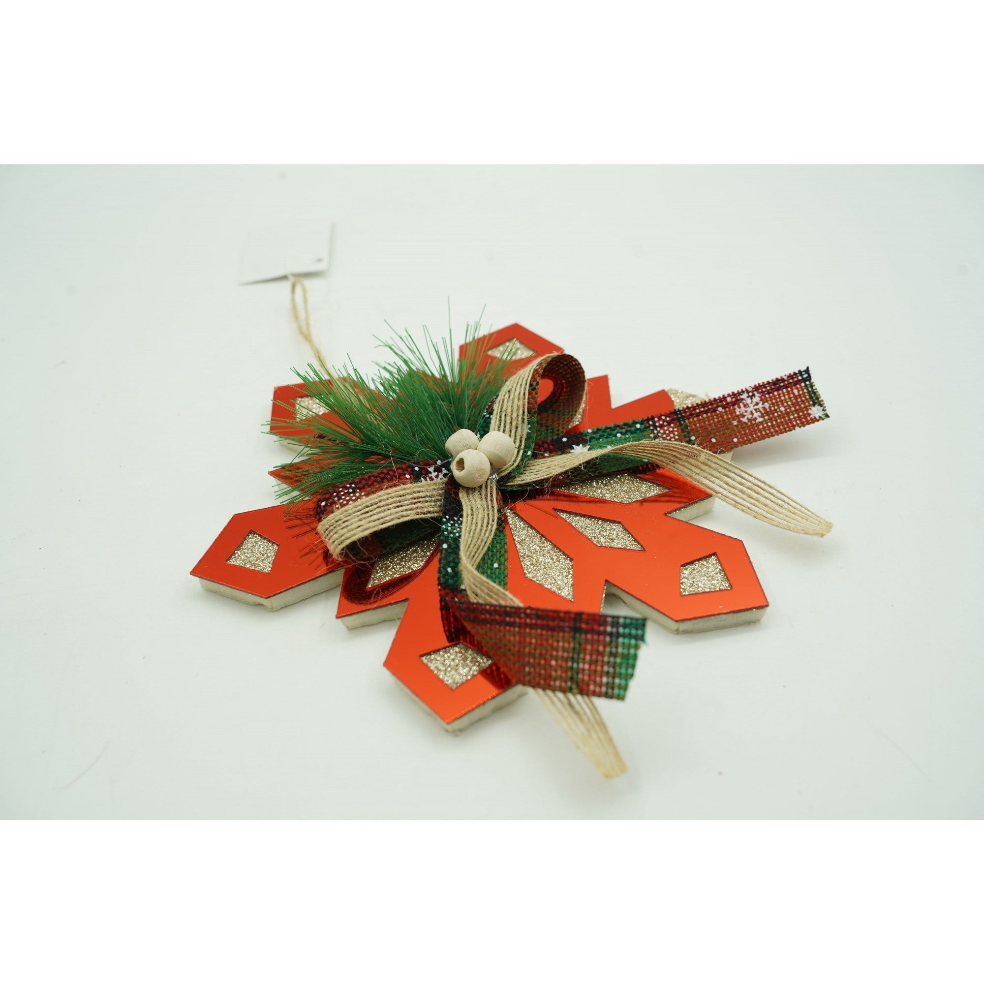 Ornament brad, Fulg de nea, Rosu, Lucios, 15*15CM, Acril, Interior/ Exterior