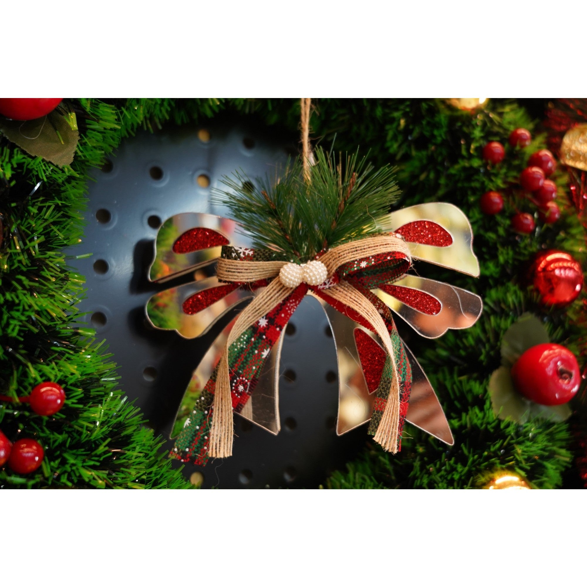 Ornament brad, Funda, Argintiu, Lucios, 14*15CM, Acril, Interior/ Exterior