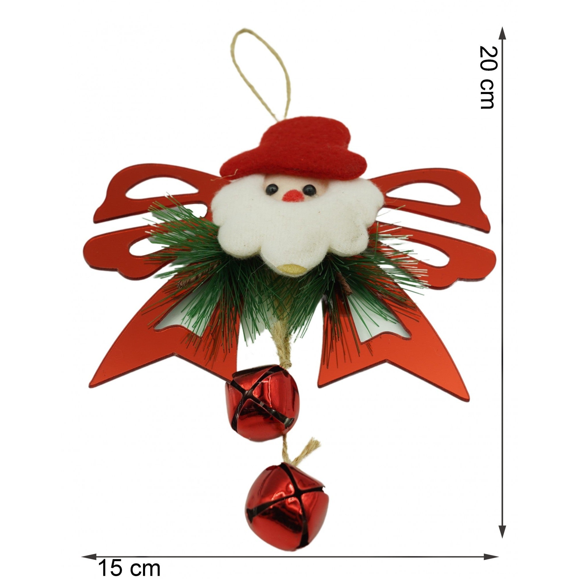 Ornament brad, Funda cu clopotei, Rosu, Lucios, 15*20CM, Acril, Interior/ Exterior