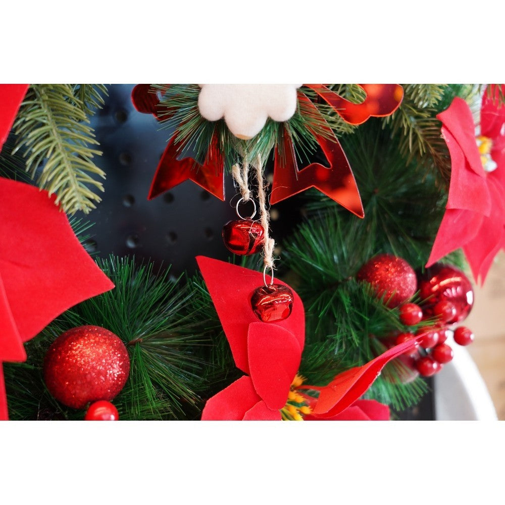 Ornament brad, Funda cu clopotei, Rosu, Lucios, 15*20CM, Acril, Interior/ Exterior