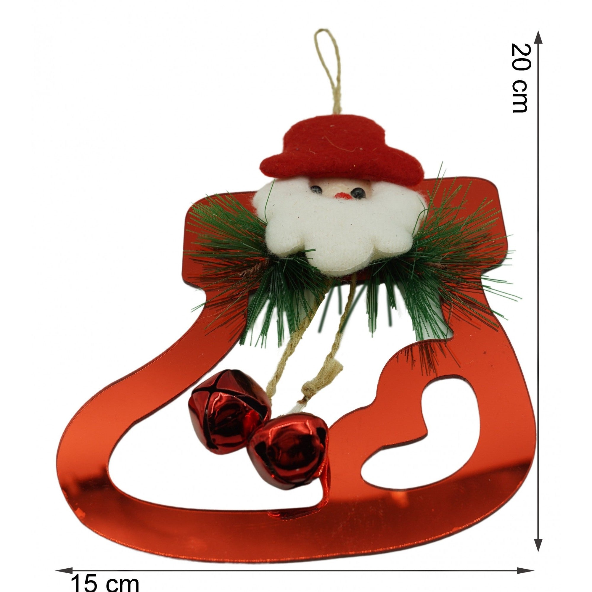 Ornament brad, Gheata cu clopotei, Rosu, Lucios, 15*20CM, Acril, Interior/ Exterior