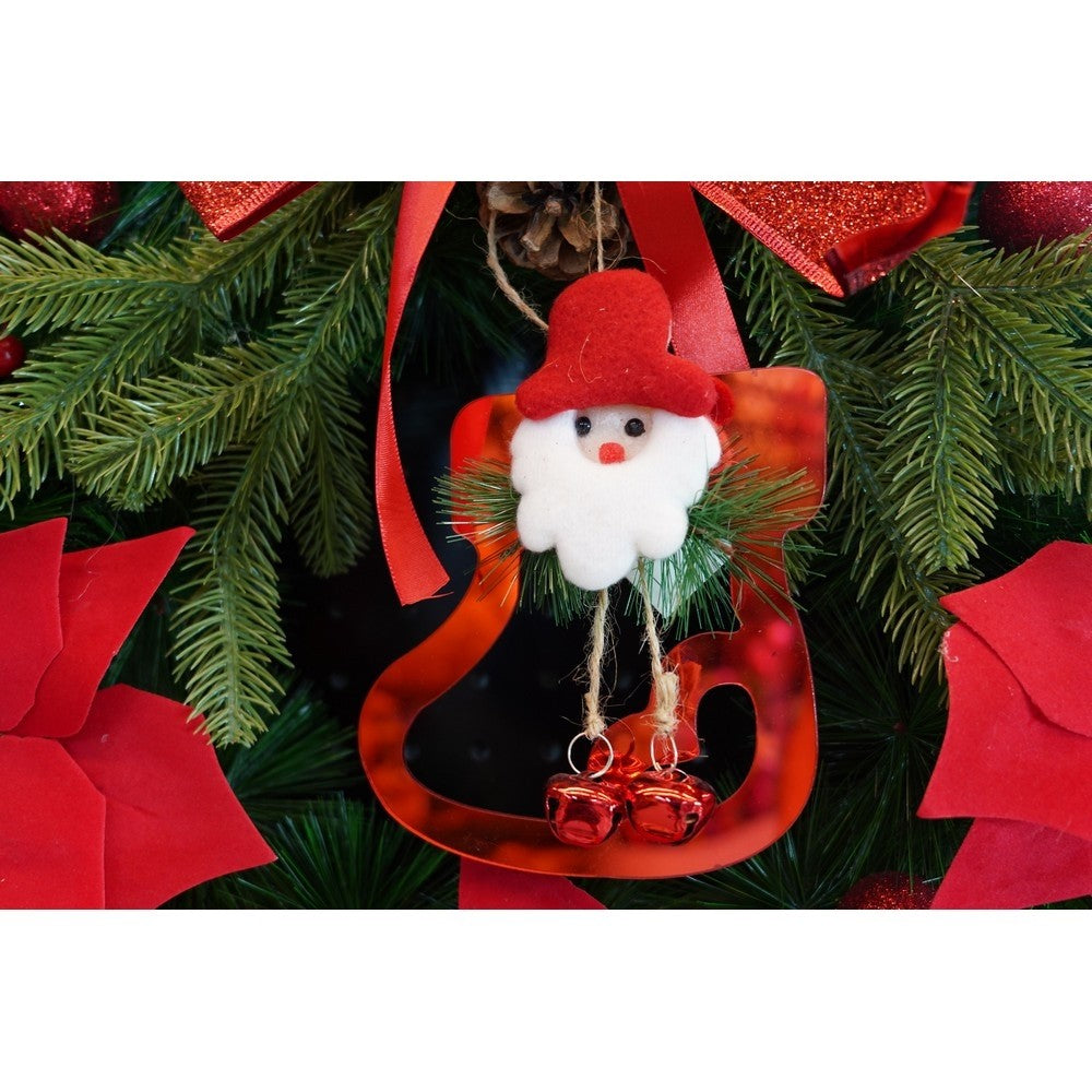 Ornament brad, Gheata cu clopotei, Rosu, Lucios, 15*20CM, Acril, Interior/ Exterior
