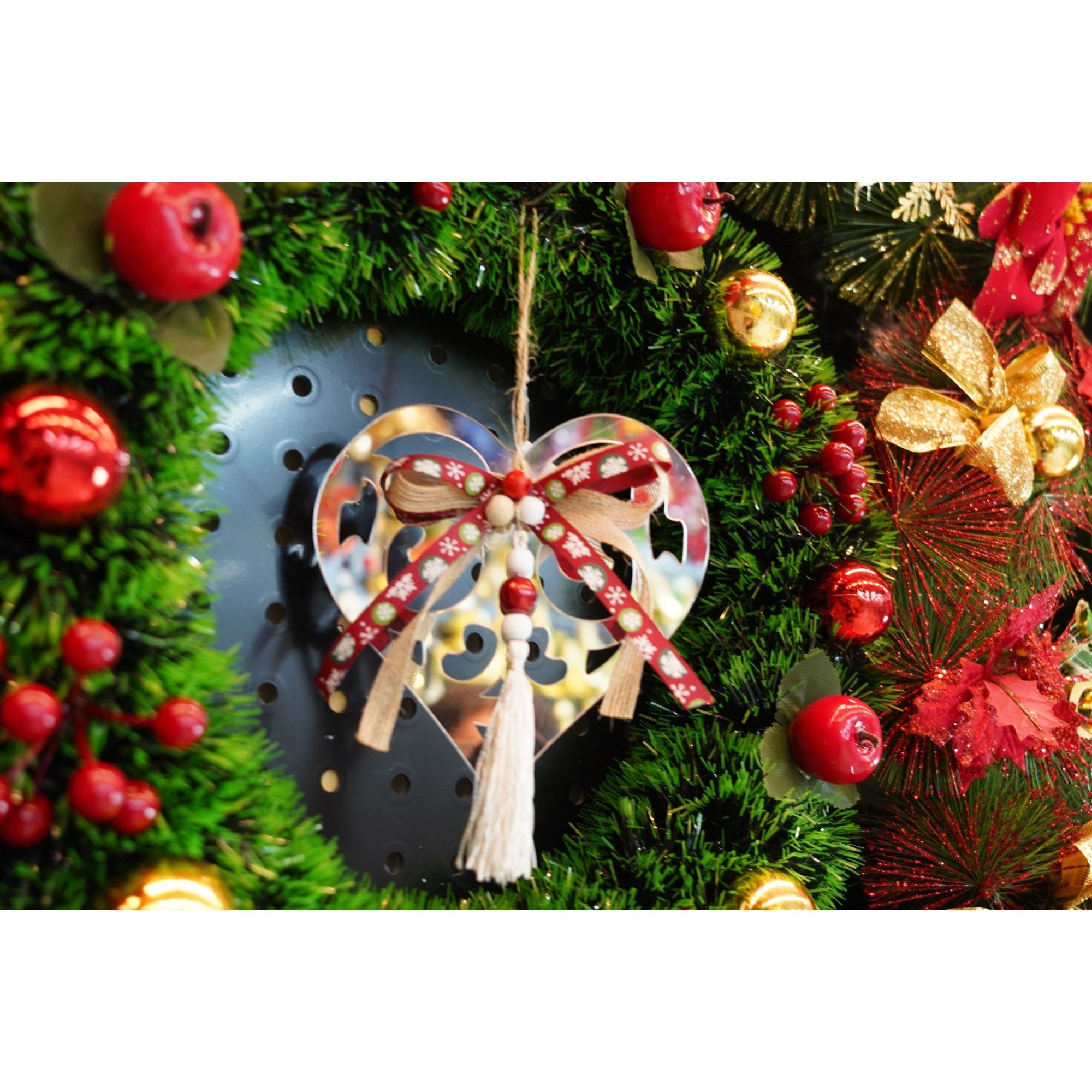Ornament brad, Inima, Argintiu, Lucios, 14*26CM, Acril, Interior/ Exterior