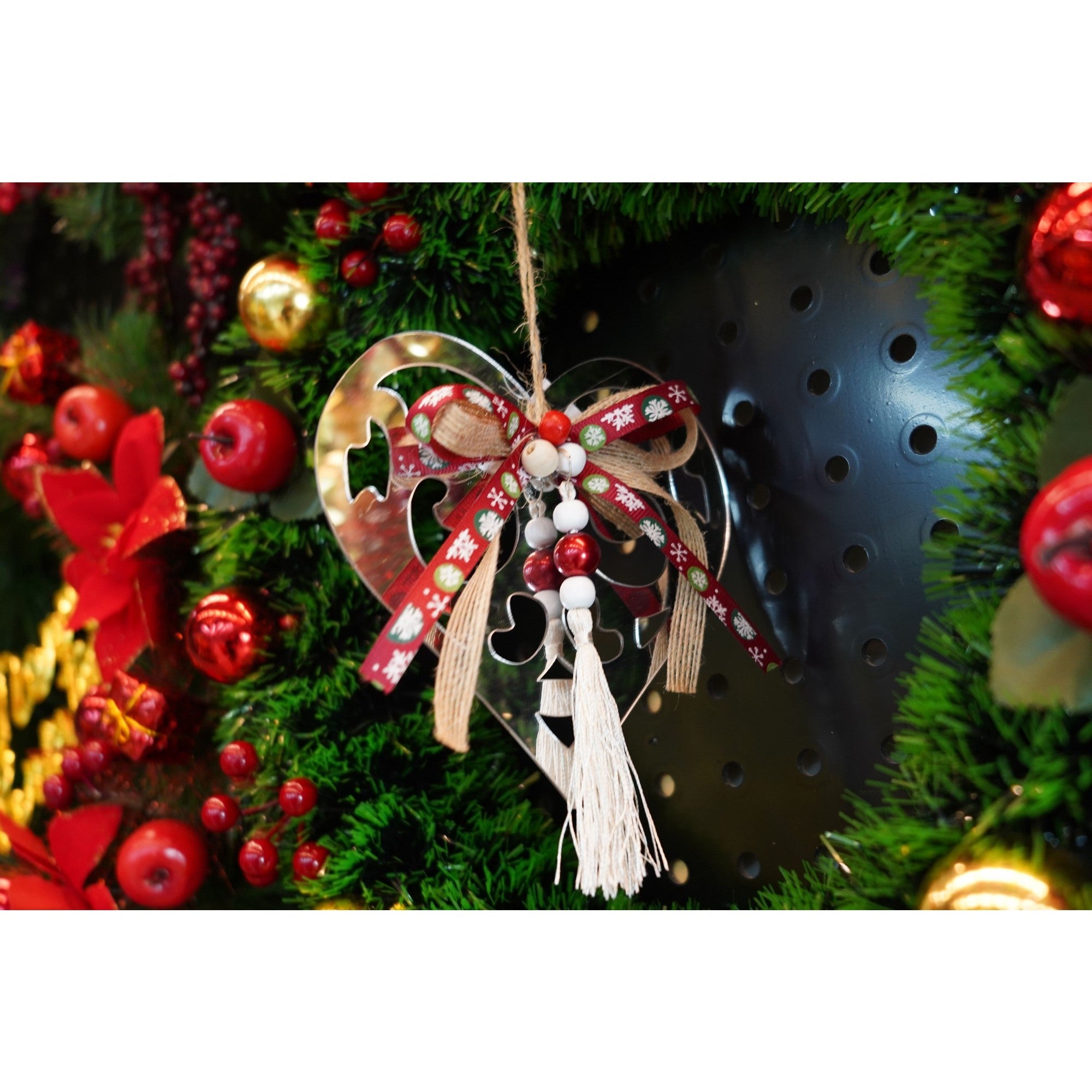 Ornament brad, Inima, Argintiu, Lucios, 14*26CM, Acril, Interior/ Exterior