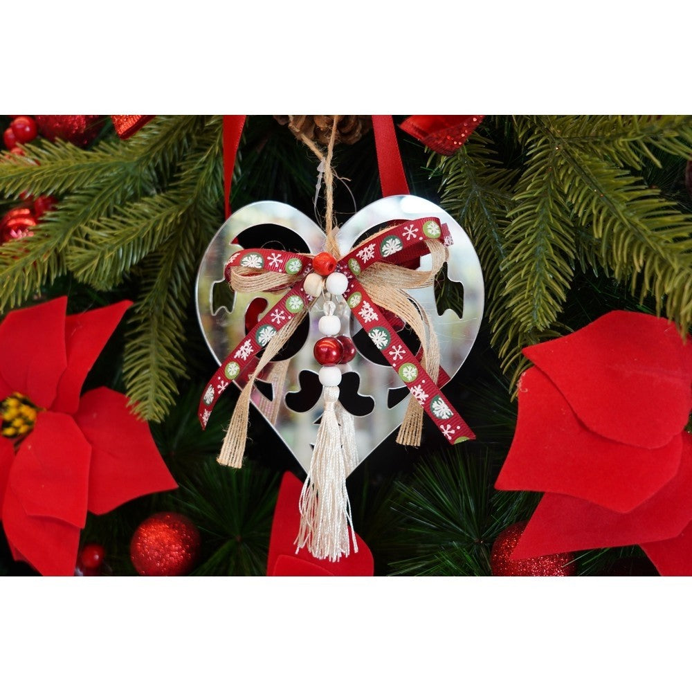 Ornament brad, Inima, Argintiu, Lucios, 14*26CM, Acril, Interior/ Exterior