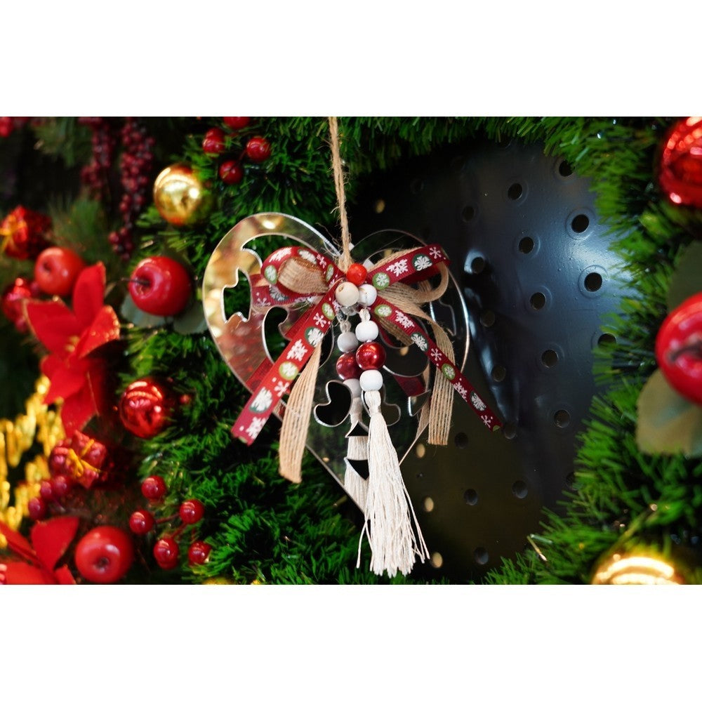 Ornament brad, Inima, Argintiu, Lucios, 14*26CM, Acril, Interior/ Exterior