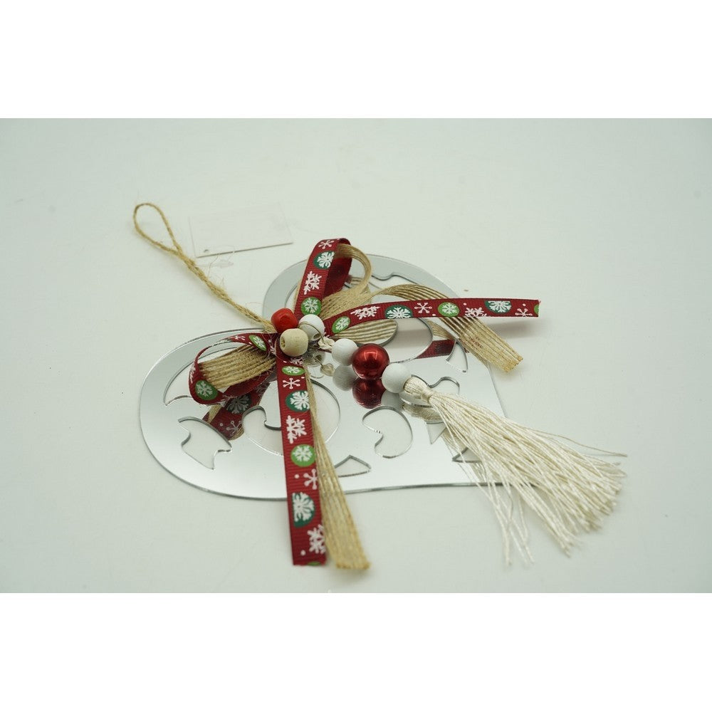Ornament brad, Inima, Argintiu, Lucios, 14*26CM, Acril, Interior/ Exterior