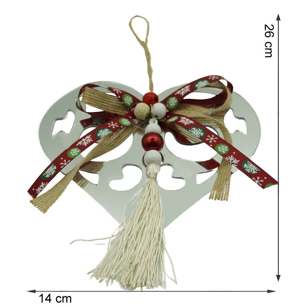 Ornament brad, Inima, Argintiu, Lucios, 14*26CM, Acril, Interior/ Exterior