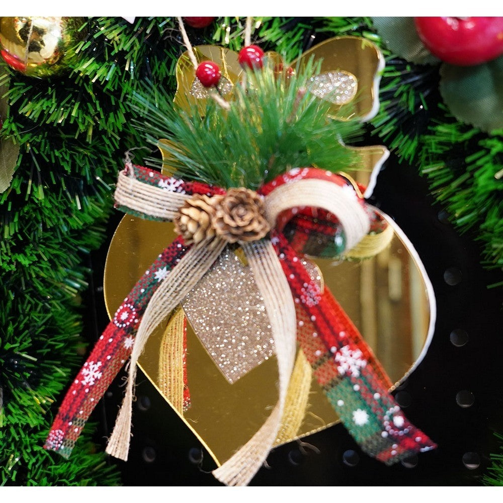Ornament brad, Inima, Auriu, Lucios, 15*16CM, Acril, Interior/ Exterior