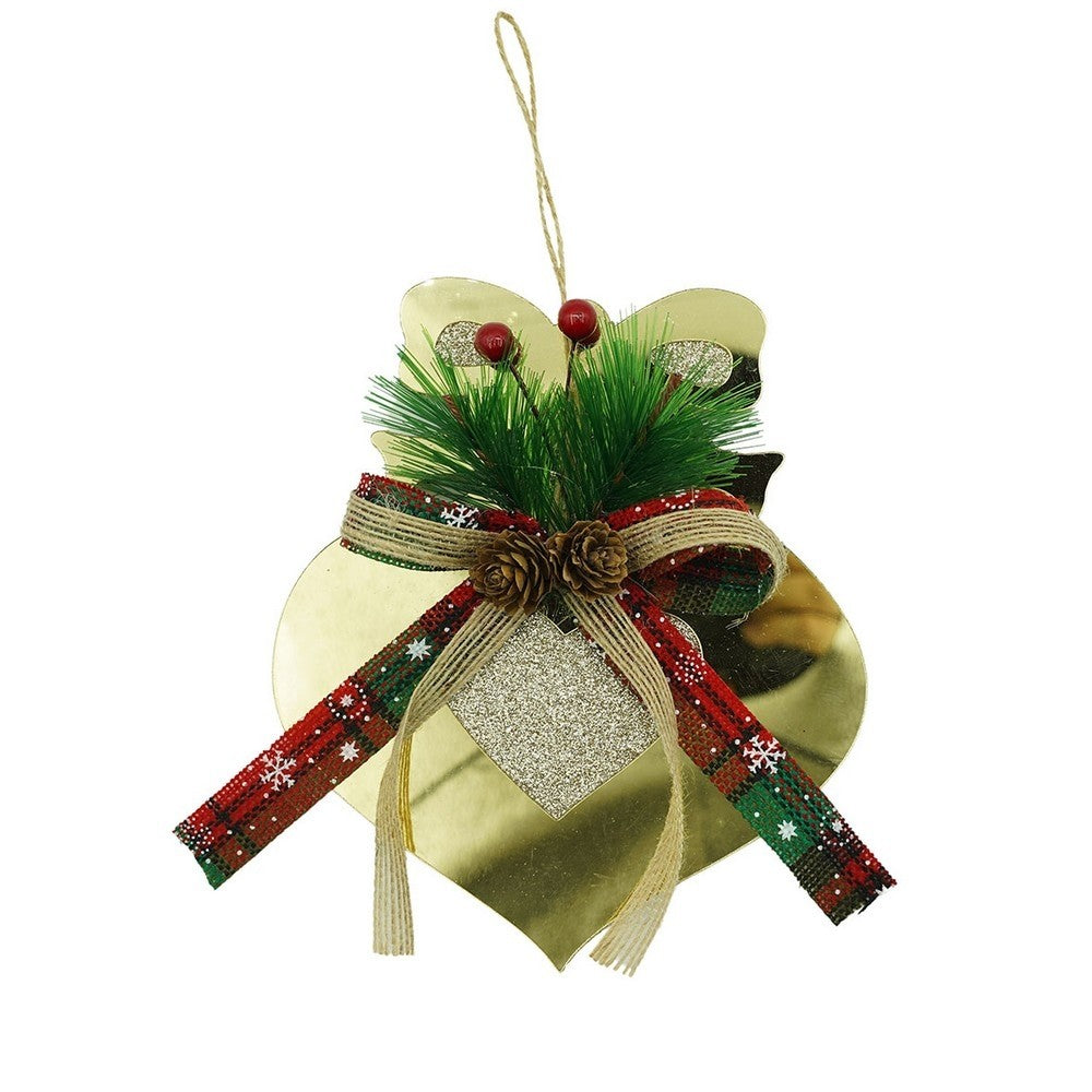 Ornament brad, Inima, Auriu, Lucios, 15*16CM, Acril, Interior/ Exterior