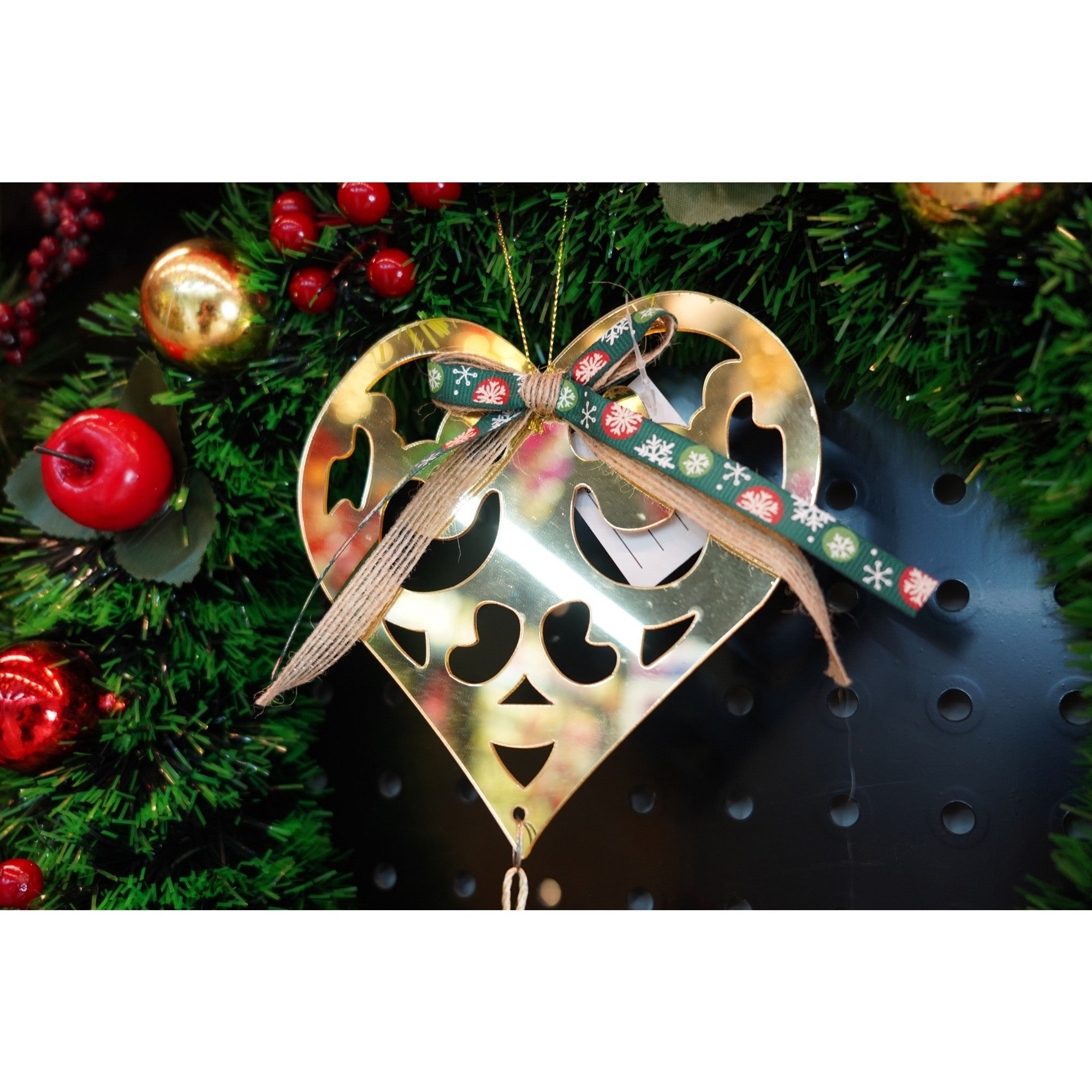 Ornament brad, Inima, Auriu, Lucios, 15*26CM, Acril, Interior/ Exterior