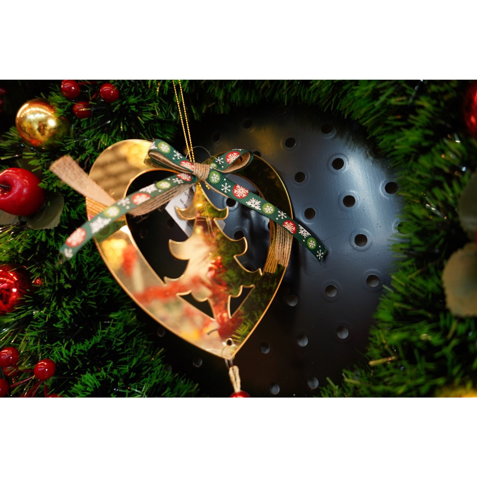 Ornament brad, Inima, Auriu, Lucios, 15*26CM, Acril, Interior/ Exterior