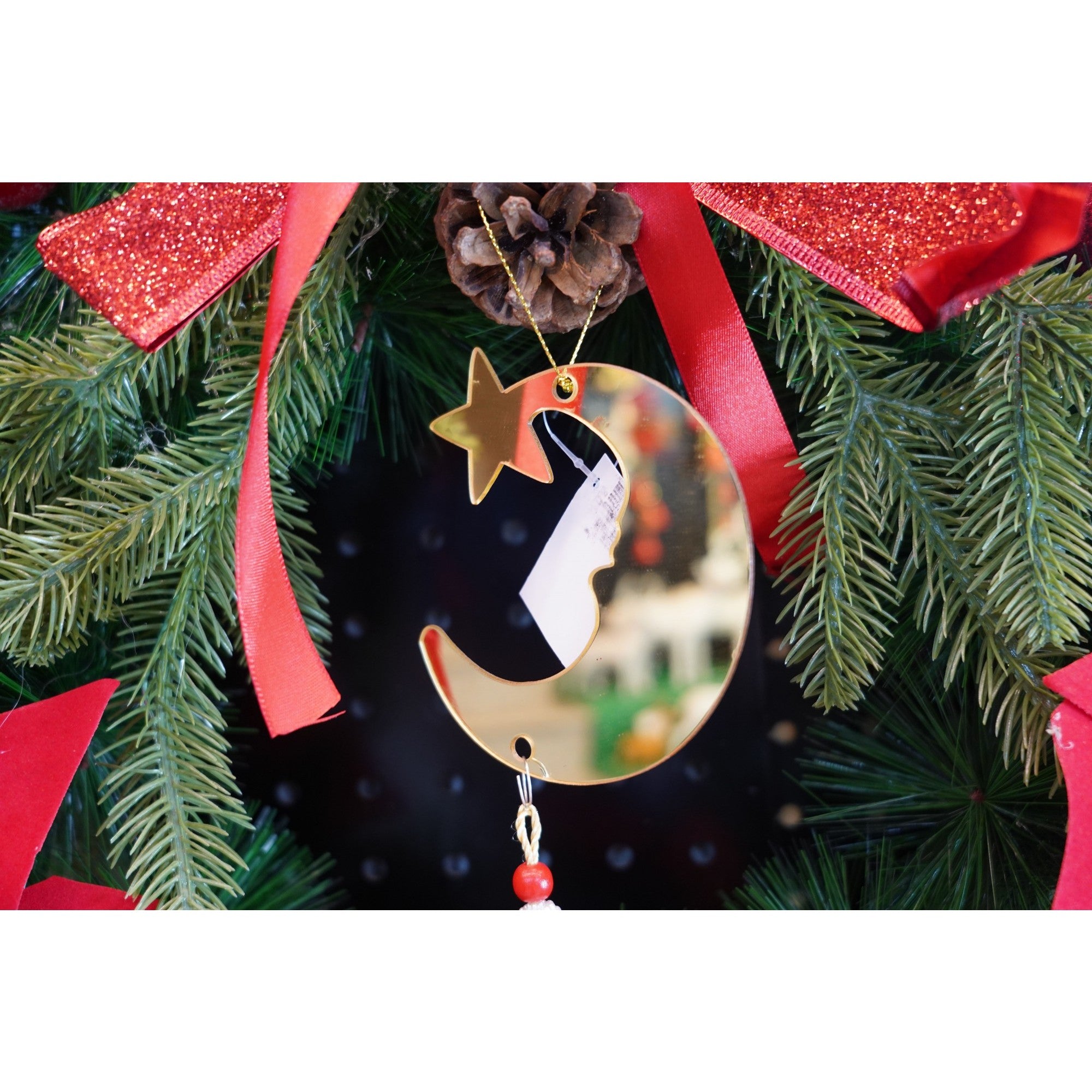 Ornament brad, Luna, Auriu, Lucios, 10*25CM, Acril, Interior/ Exterior