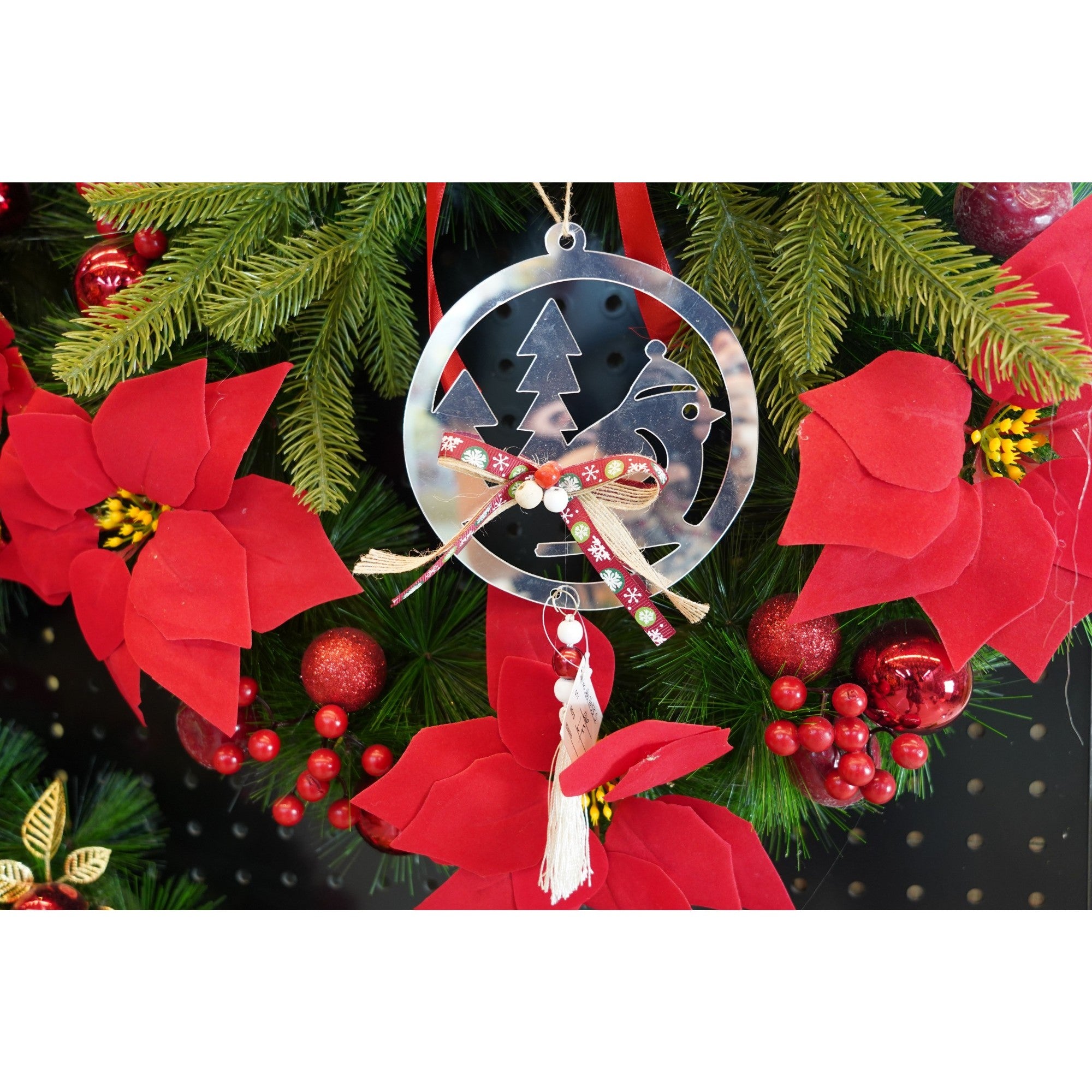 Ornament brad, Pasare, Argintiu, Lucios, 14*26CM, Acril, Interior/ Exterior