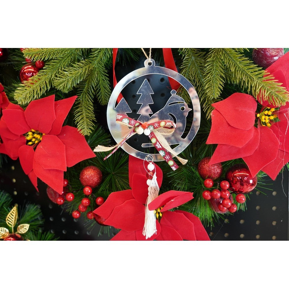 Ornament brad, Pasare, Argintiu, Lucios, 14*26CM, Acril, Interior/ Exterior