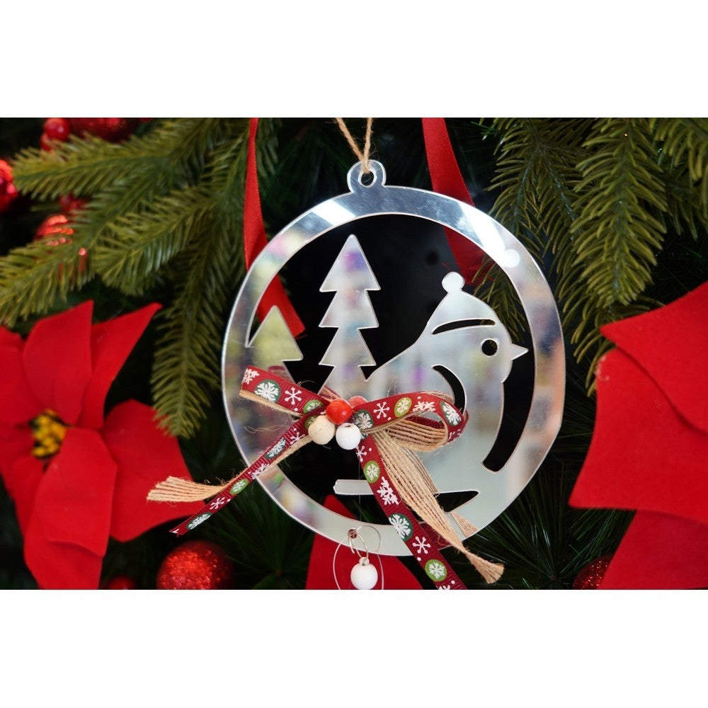 Ornament brad, Pasare, Argintiu, Lucios, 14*26CM, Acril, Interior/ Exterior