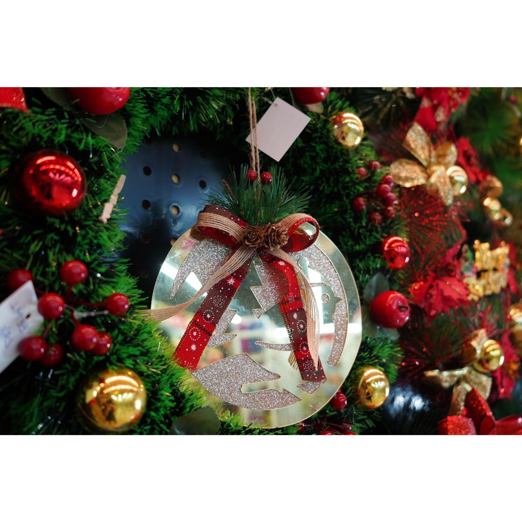 Ornament brad, Pasare, Auriu, Lucios, 17*17CM, Acril, Interior/ Exterior