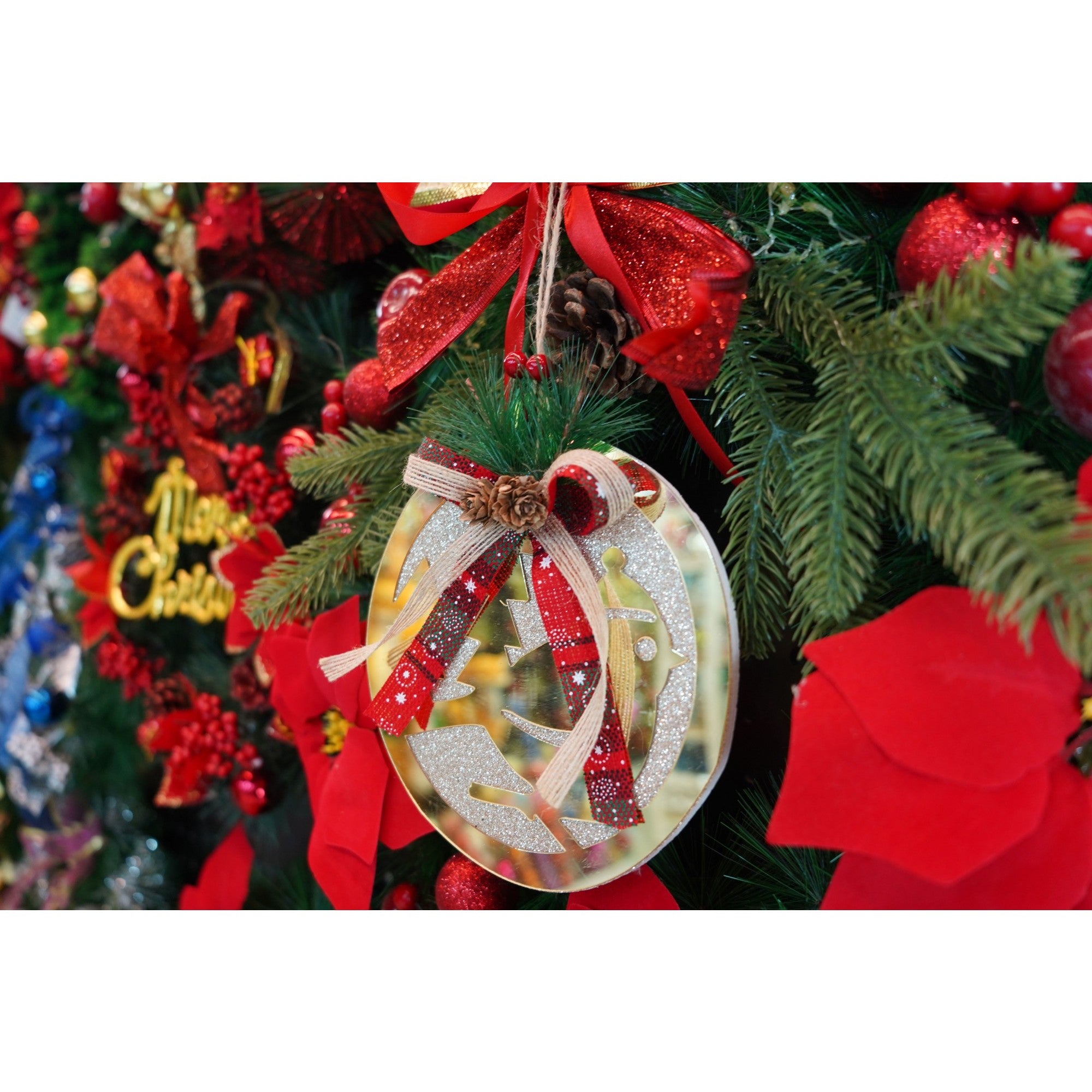 Ornament brad, Pasare, Auriu, Lucios, 17*17CM, Acril, Interior/ Exterior