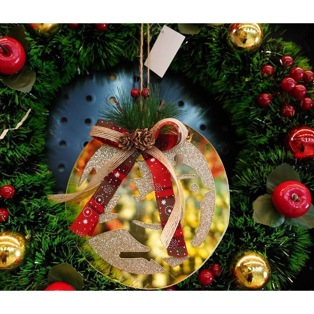 Ornament brad, Pasare, Auriu, Lucios, 17*17CM, Acril, Interior/ Exterior