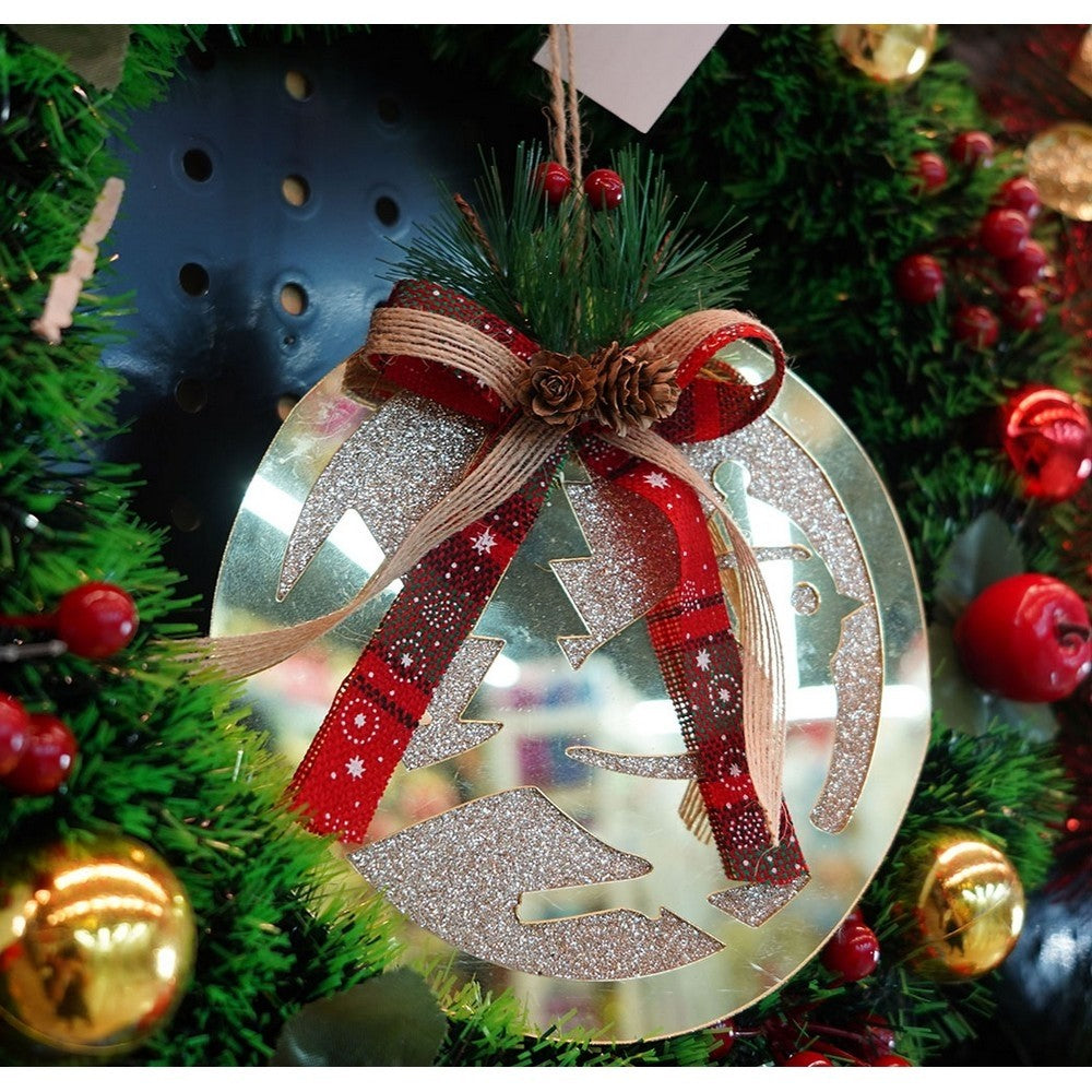 Ornament brad, Pasare, Auriu, Lucios, 17*17CM, Acril, Interior/ Exterior