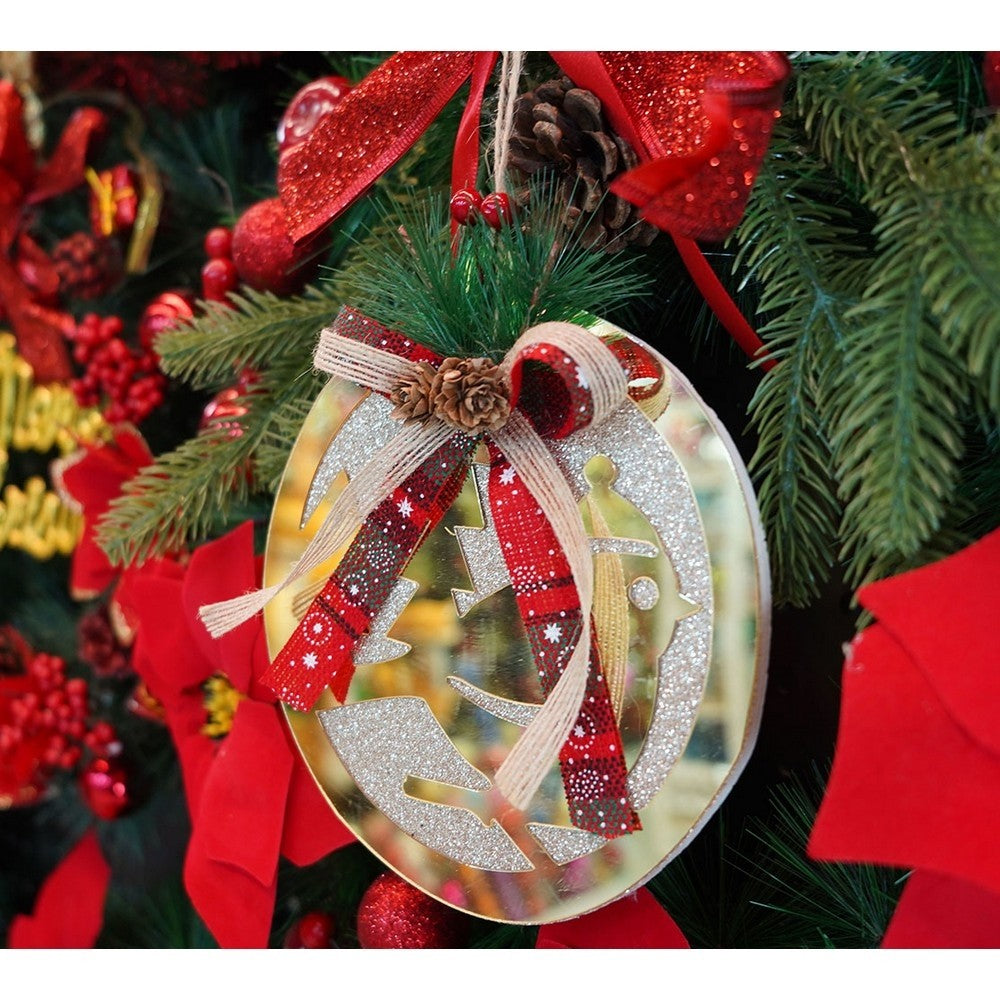 Ornament brad, Pasare, Auriu, Lucios, 17*17CM, Acril, Interior/ Exterior