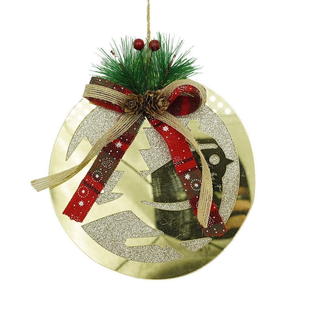 Ornament brad, Pasare, Auriu, Lucios, 17*17CM, Acril, Interior/ Exterior