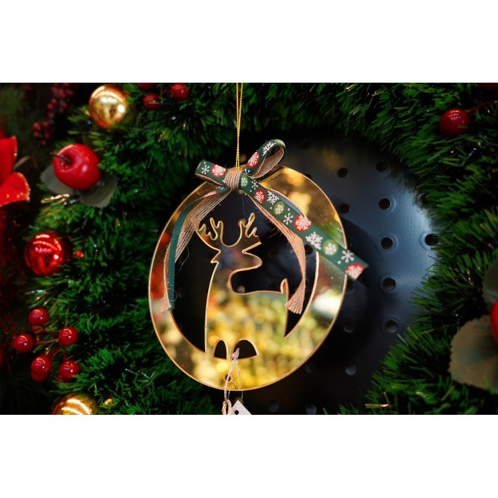 Ornament brad, Ren, Auriu, Lucios, 15*25CM, Acril, Interior/ Exterior