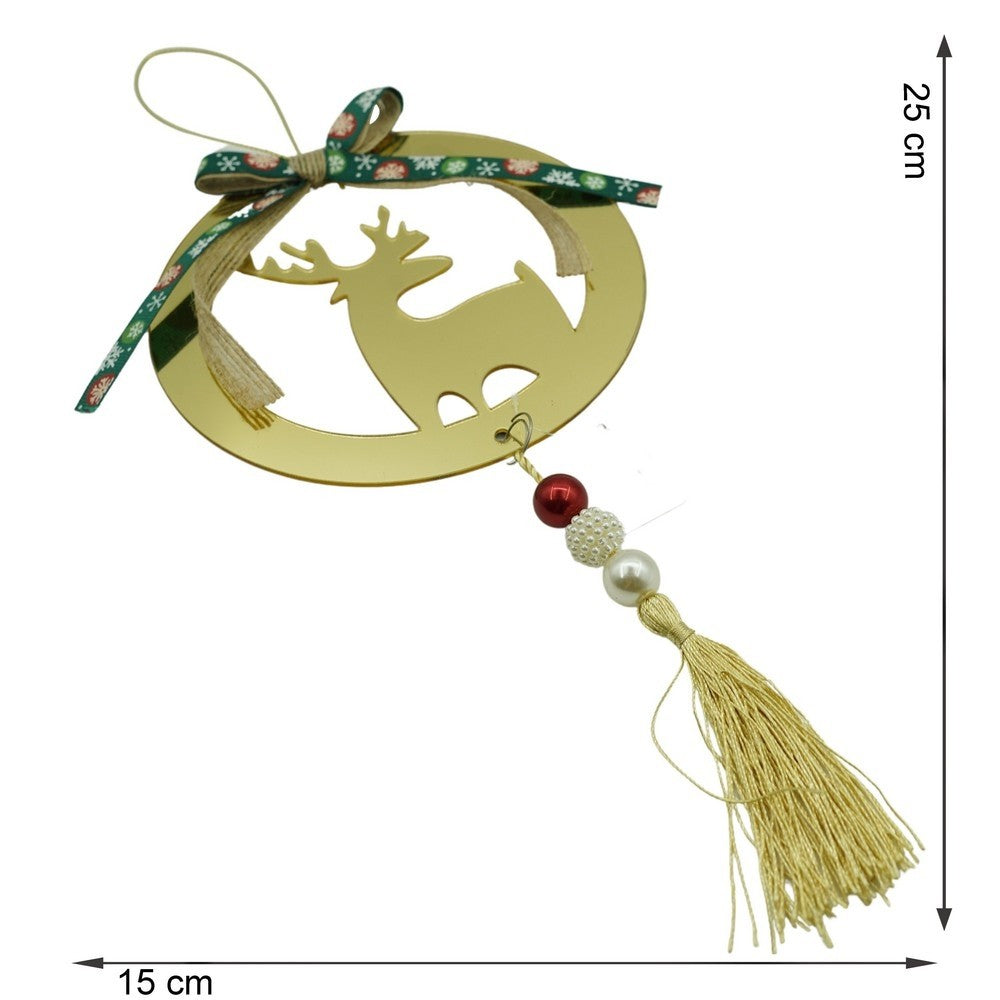 Ornament brad, Ren, Auriu, Lucios, 15*25CM, Acril, Interior/ Exterior