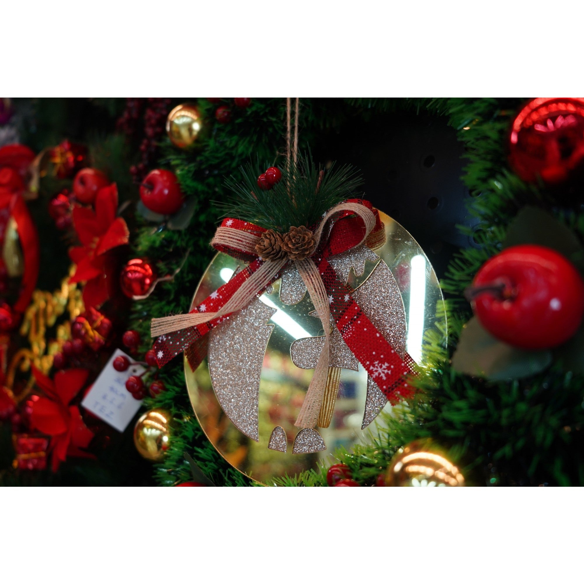 Ornament brad, Ren, Auriu, Lucios, 17*17CM, Acril, Interior/ Exterior