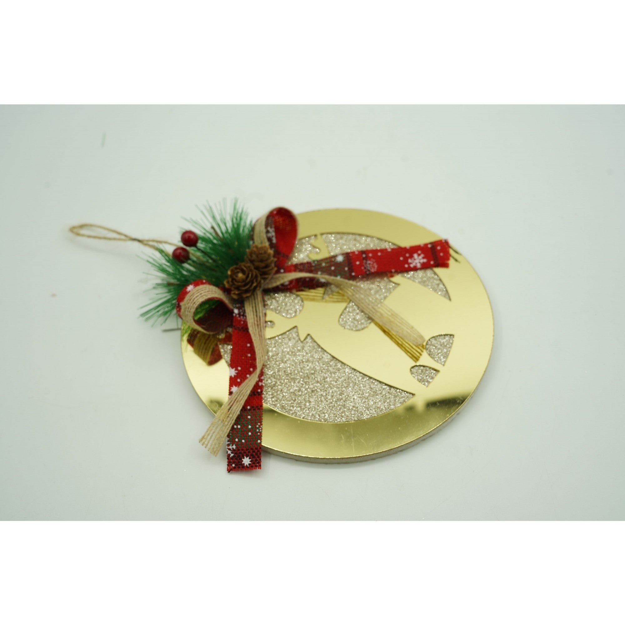 Ornament brad, Ren, Auriu, Lucios, 17*17CM, Acril, Interior/ Exterior