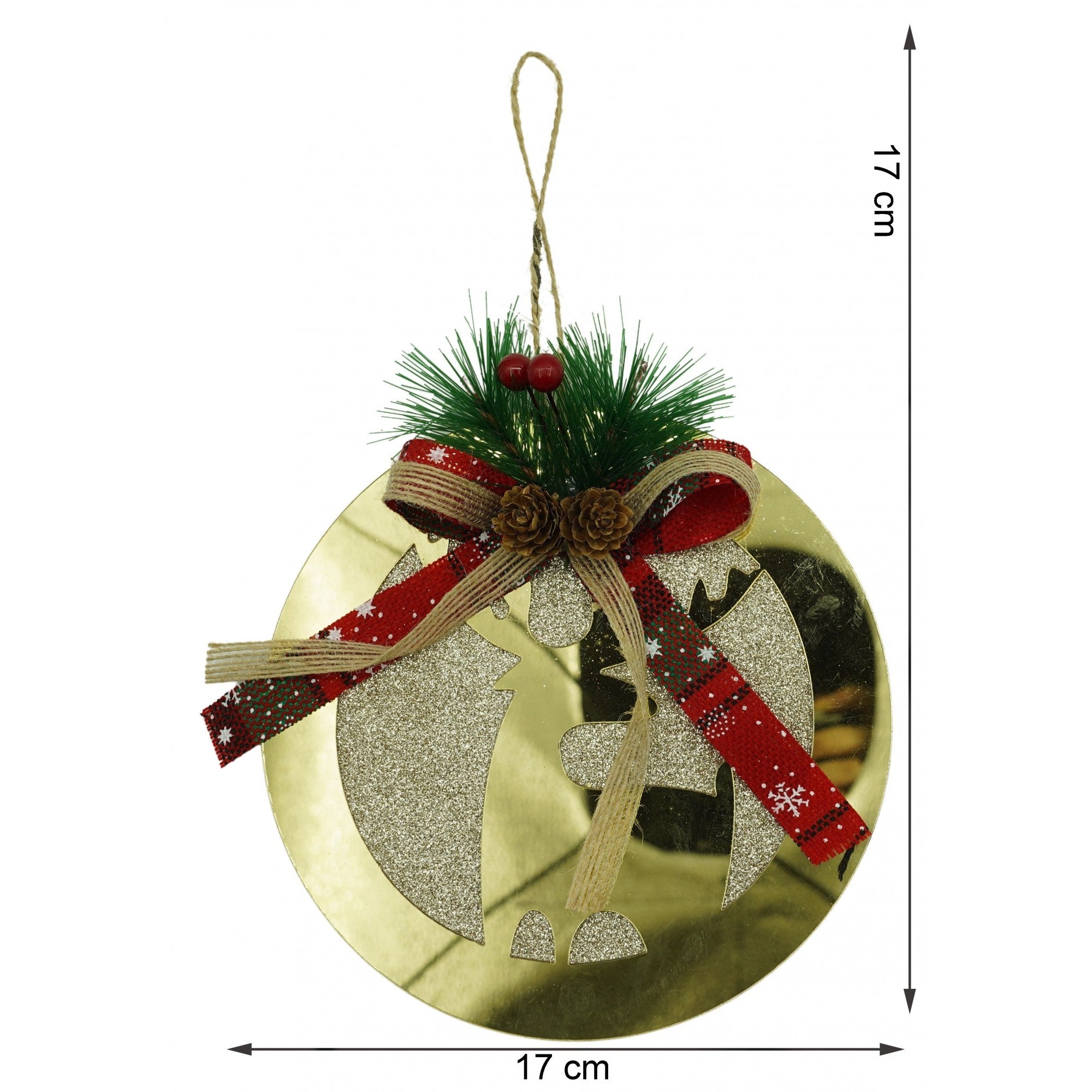 Ornament brad, Ren, Auriu, Lucios, 17*17CM, Acril, Interior/ Exterior