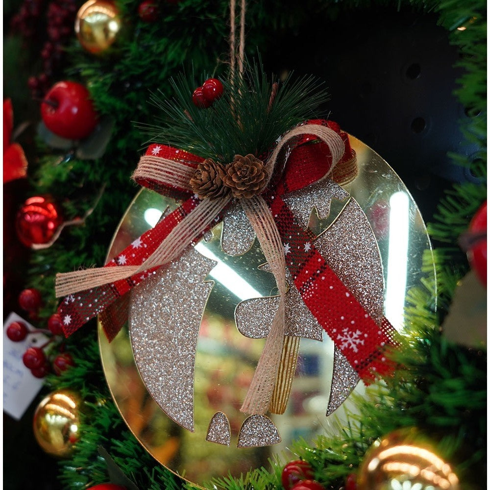 Ornament brad, Ren, Auriu, Lucios, 17*17CM, Acril, Interior/ Exterior