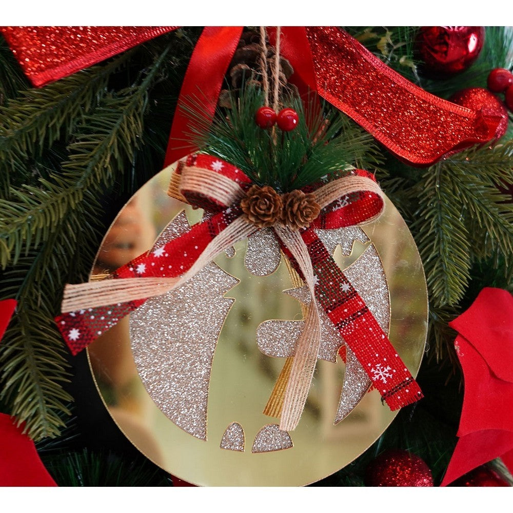 Ornament brad, Ren, Auriu, Lucios, 17*17CM, Acril, Interior/ Exterior