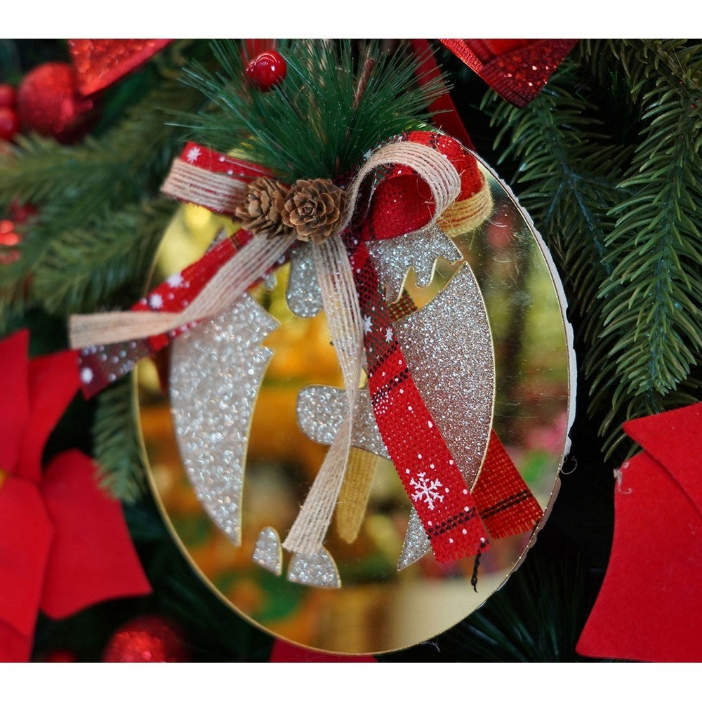 Ornament brad, Ren, Auriu, Lucios, 17*17CM, Acril, Interior/ Exterior