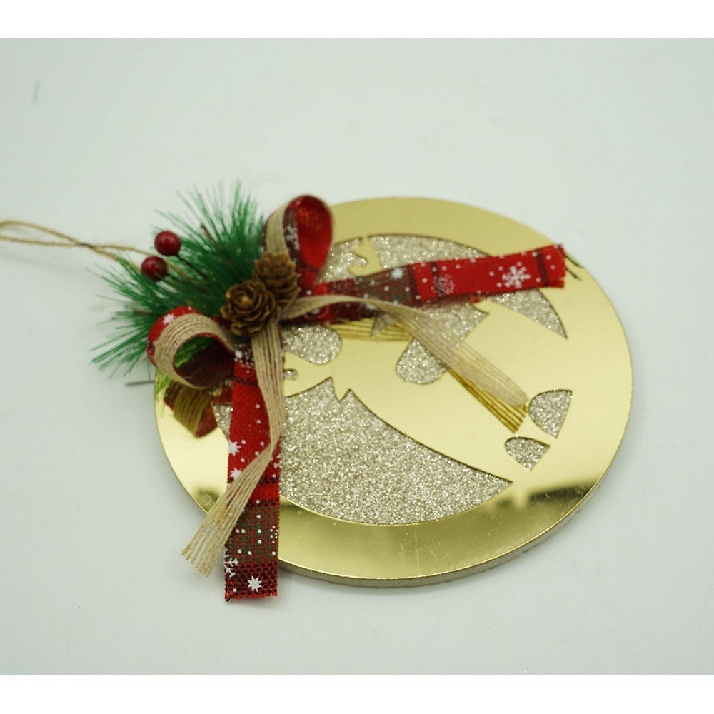 Ornament brad, Ren, Auriu, Lucios, 17*17CM, Acril, Interior/ Exterior