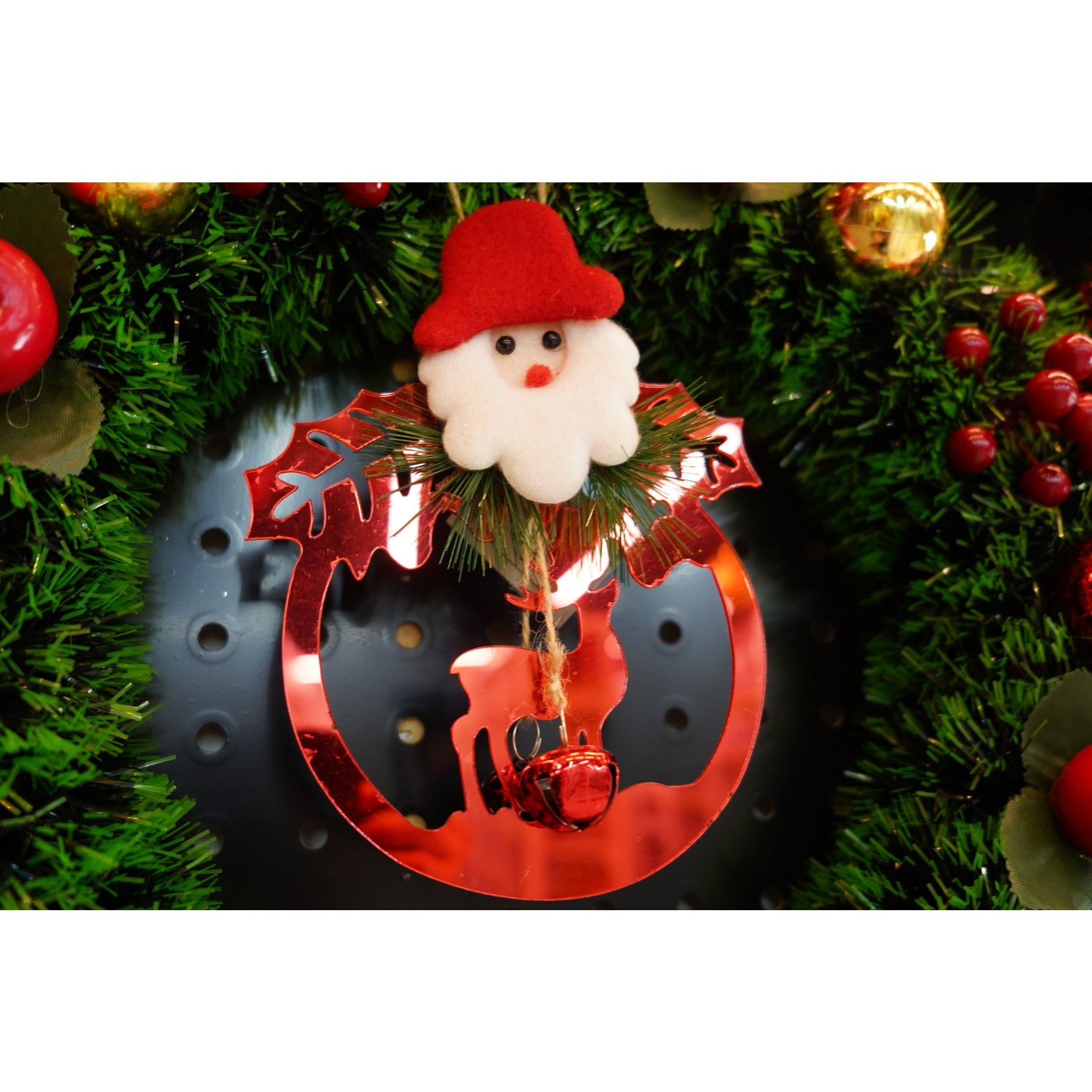 Ornament brad, Ren cu clopotei, Rosu, Lucios, 15*20CM, Acril, Interior/ Exterior