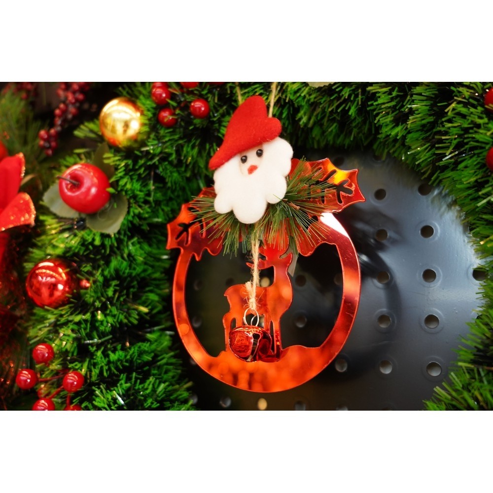 Ornament brad, Ren cu clopotei, Rosu, Lucios, 15*20CM, Acril, Interior/ Exterior